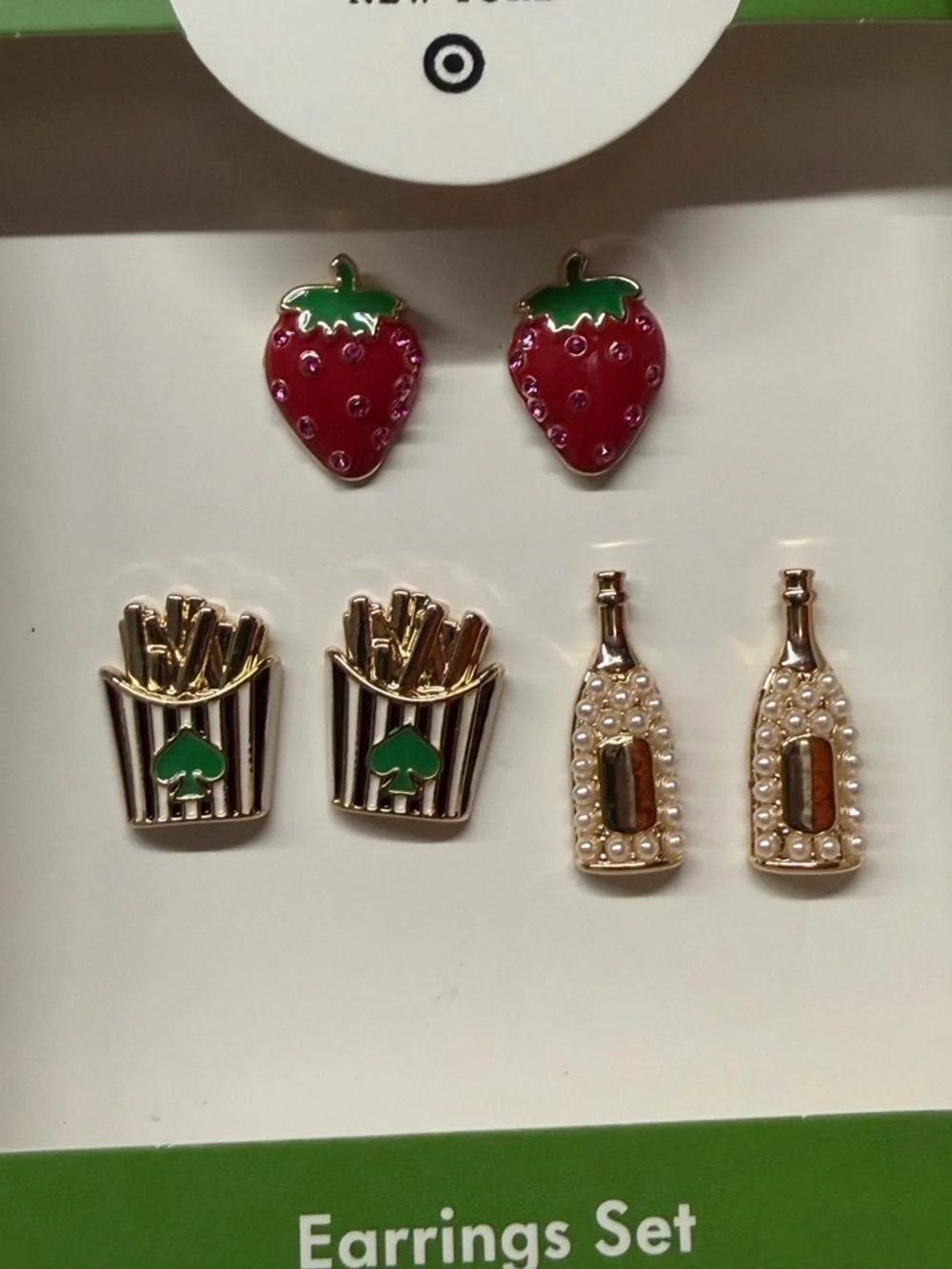 kate spade x Target green hair claw clip and 3-pair earring set NWT